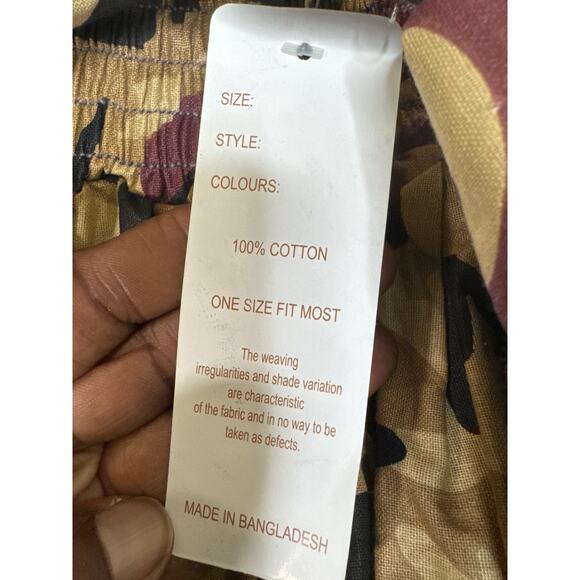 Mir Apparel Burgundy Black Tan Brown Maxi Flared Skirt Camo Pockets NWT One Size - Picture 8 of 8